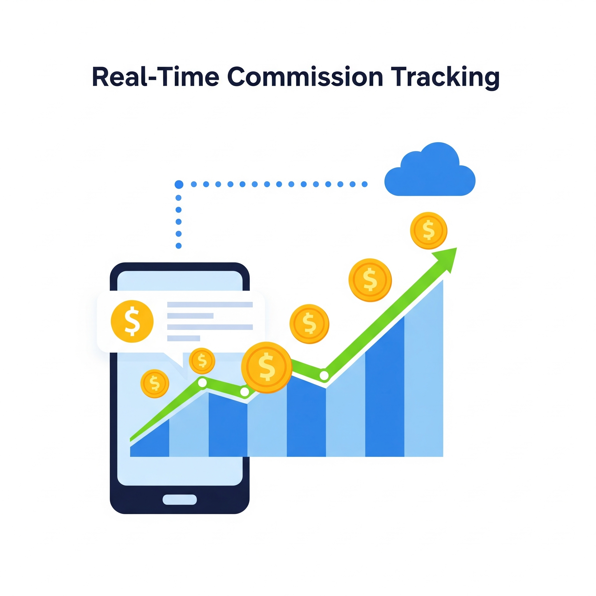 Ilustrasi notifikasi komisi real-time pada dashboard